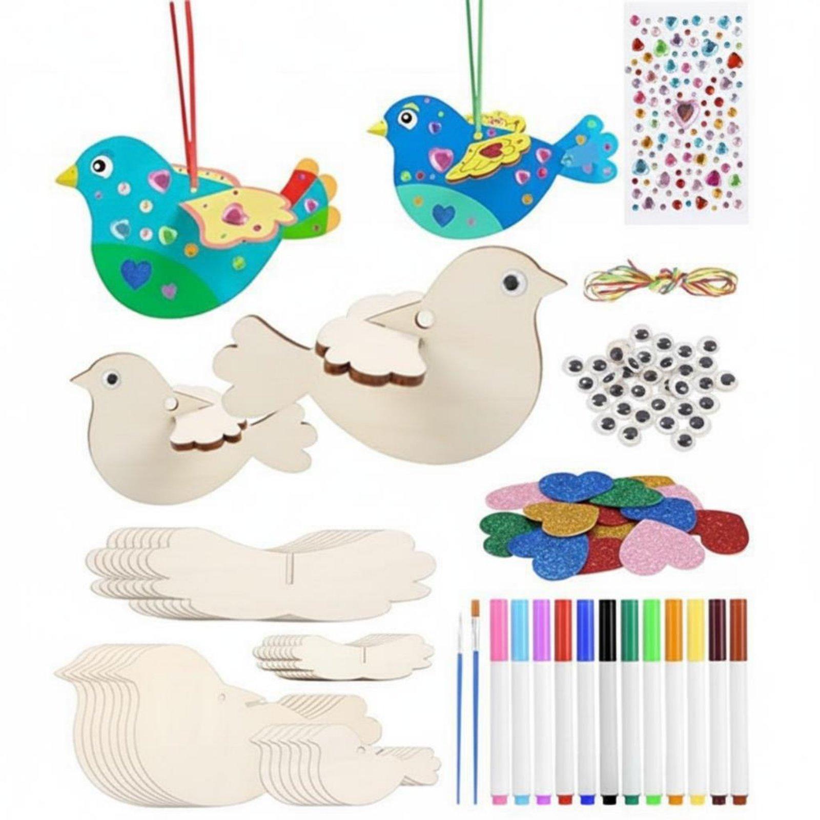 Kid Toys And Craft - Wooden Bird Ornament DIY Craft Kit