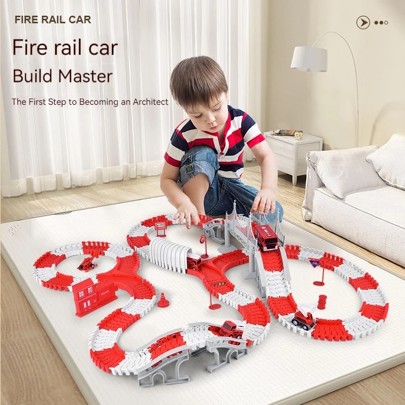 Sandbox Play Set - Fire Engine Track Assembling Car Engineering