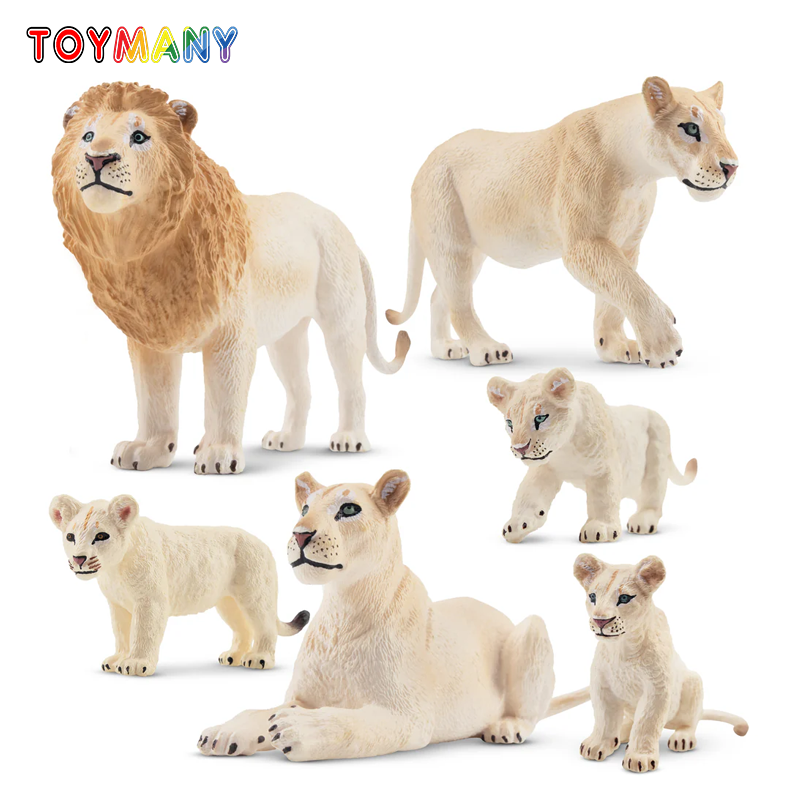 6Pcs Simulation White Lion Fam - Sandbox Play Set recension och pris